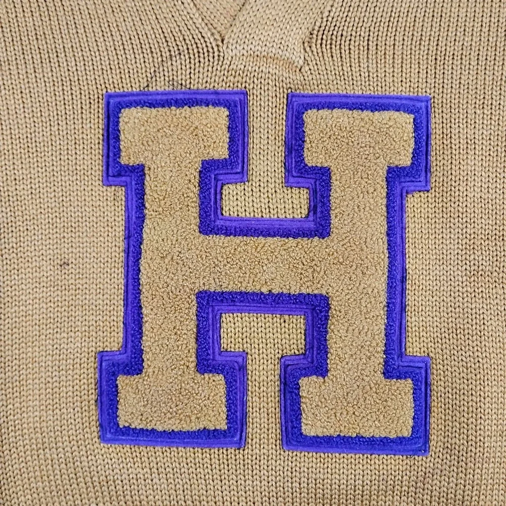 O'Shea‎ Knitting Mills Vintage 40s Varsity Letterman Sweater Mens 38 Gold Wool